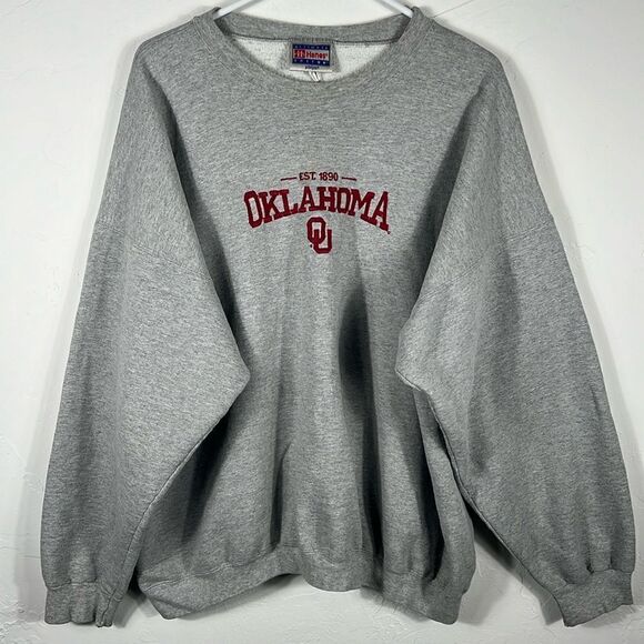 🏈 Vintage OKLAHOMA SOONERS Embroidered Stitched Crewneck Sweatshirt Men Sz 2XL - Picture 1 of 8